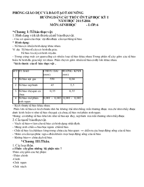 Cấu trúc ôn tập học kỳ Inăm học 2015-2016 môn sinh học - lớp 6
